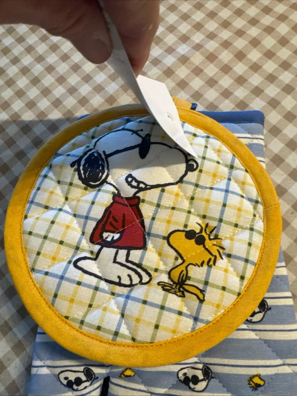 Peanuts Blue & Yellow Oven Mitt and Pot Holder Set with Snoopy